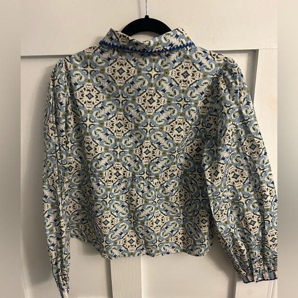 Brooks Ave Scalloped Long Sleeve Blouse - English Tile - Picture 10 of 11